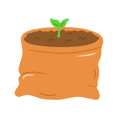 Portakal Çuvalı El Çizimi İçinde Toprakta Büyüyen Filizlenme