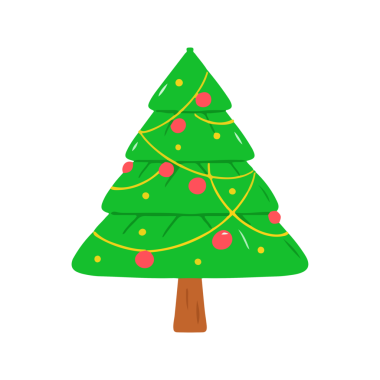 Çok Katmanlı Noel Ağacı Süslemeleri ve Işıklarıyla İllüstrasyon