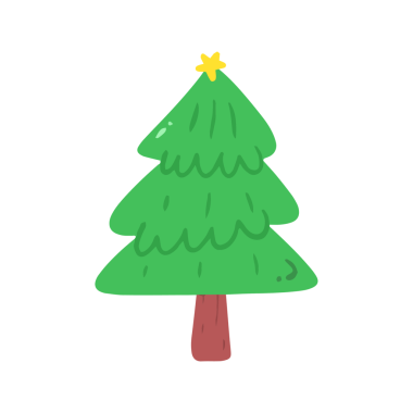 Basit Yeşil Noel Ağacı Tatil Kutlaması Çizimi