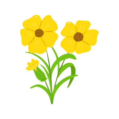 Sarı Yaban Çiçekleri Grubu Basit El Çizimi Çizimi