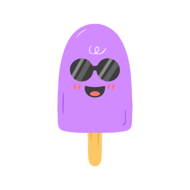 Güneş gözlüklü Mor Dondurmalı Dondurma Çizgi Filmi