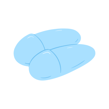 Şirin Açık Mavi Yumuşak Terlikler Çizgi Film Çizimi