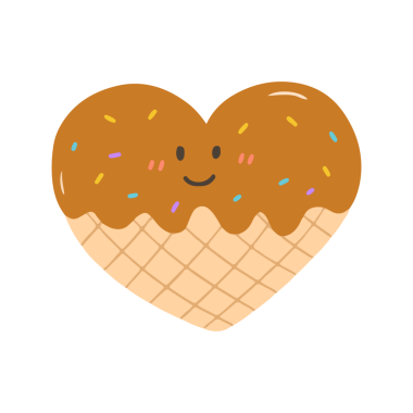 Tatlı kalp şekilli dondurma külahı serpiştirilmiş.