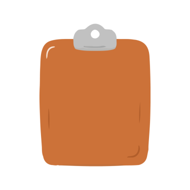 Şirin El Çizimi Pano Kağıt Tutucu Ofis Malzemeleri İllüstrasyonu