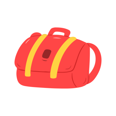 Sarı çizgili Kırmızı Okul Sırt Çantası Grafik Çizimi