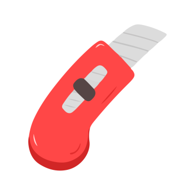 Kırmızı Kutu Kesici Bıçak Grafik Çizimi