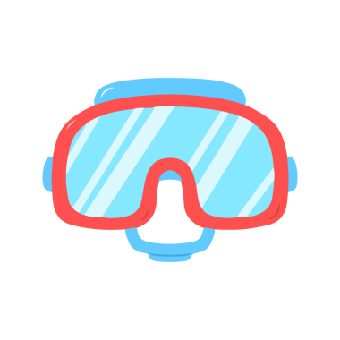 Yaz plajı aksesuarları Şnorkelle yüzen maske ikonu