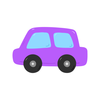 Basit Mor Araba Otomobili Çizgi Filmi