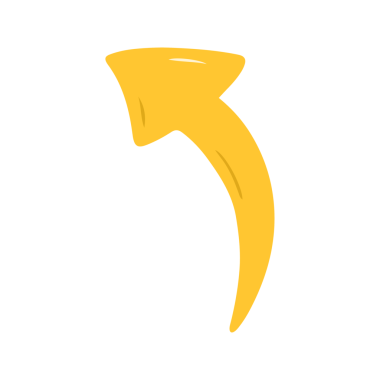 İzole edilmiş Sarı Eğri Ok Yukarı Gösteriliyor