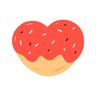 Kalp şeklinde donut Pembe jöleli ve serpiştirilmiş