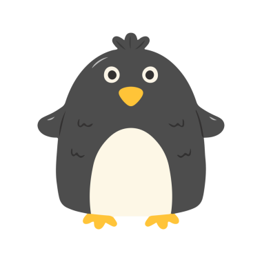 Sevimli Yuvarlak Penguen Çizgi Filmi Karakteri
