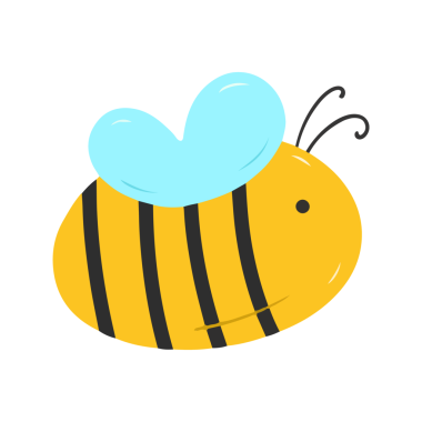 Sevimli sarı ve siyah arı çizgi film çizimi