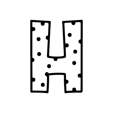 El Çizimi Polka Nokta Harf H Doodle