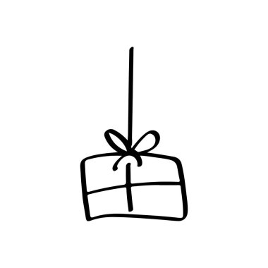 El çizimi hediye kutusu simgesi çizimi