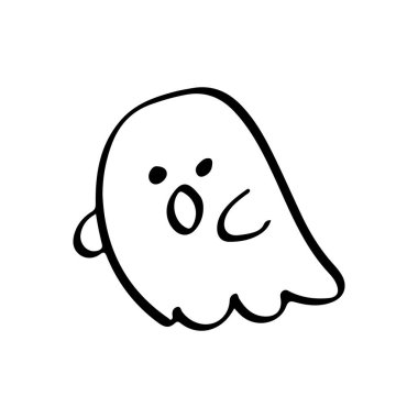 Şirin Hayalet Doodle Cadılar Bayramı Çizgisi Sanat