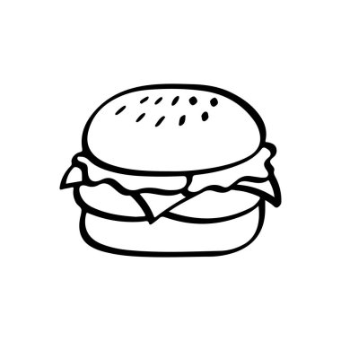 El Çizimi Hamburger Fast Food Doodle