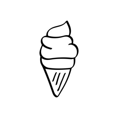 Yumuşak servis, dondurma külahı el çizimi.