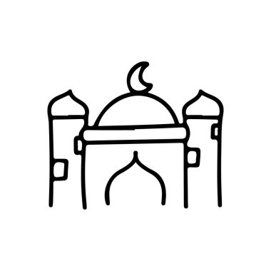 Kubbe ve hilal sembollü cami binası simgesi