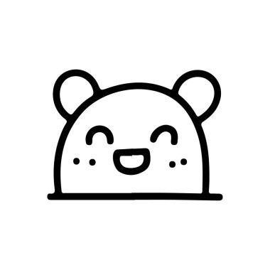 Sevimli ayı suratı gülümseyen karalama çizgisi