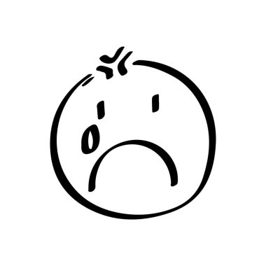 Üzgün surat ve gözyaşı damlası karalama ifadesi.