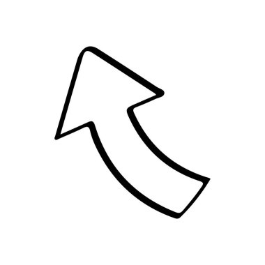 Elle çizilmiş ok yukarı ve sola bakıyor.