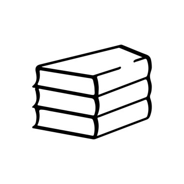 Elle çizilmiş üç kitap yığını.