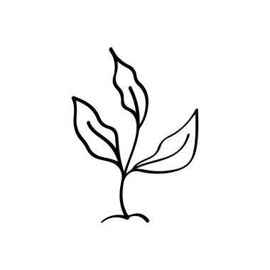 El Çizimi Küçük Bitki Filizi Büyüme Çizimi