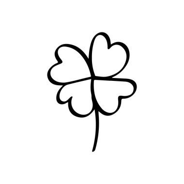 El Çizimi Dört Yaprak Sapanı İyi Şans Sembolü