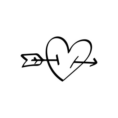 Okun ana hatlarıyla çizilmiş bir kalp.