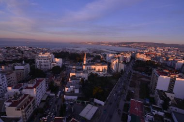 Fas 'taki Tanca şehrinin havadan çekilmiş bir fotoğrafı.