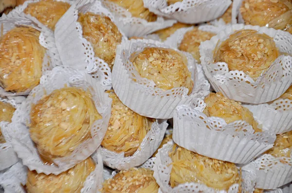 Galletas Tradicionales Marroquíes Servidas Durante Ramadán Almond Briouat — Foto de Stock