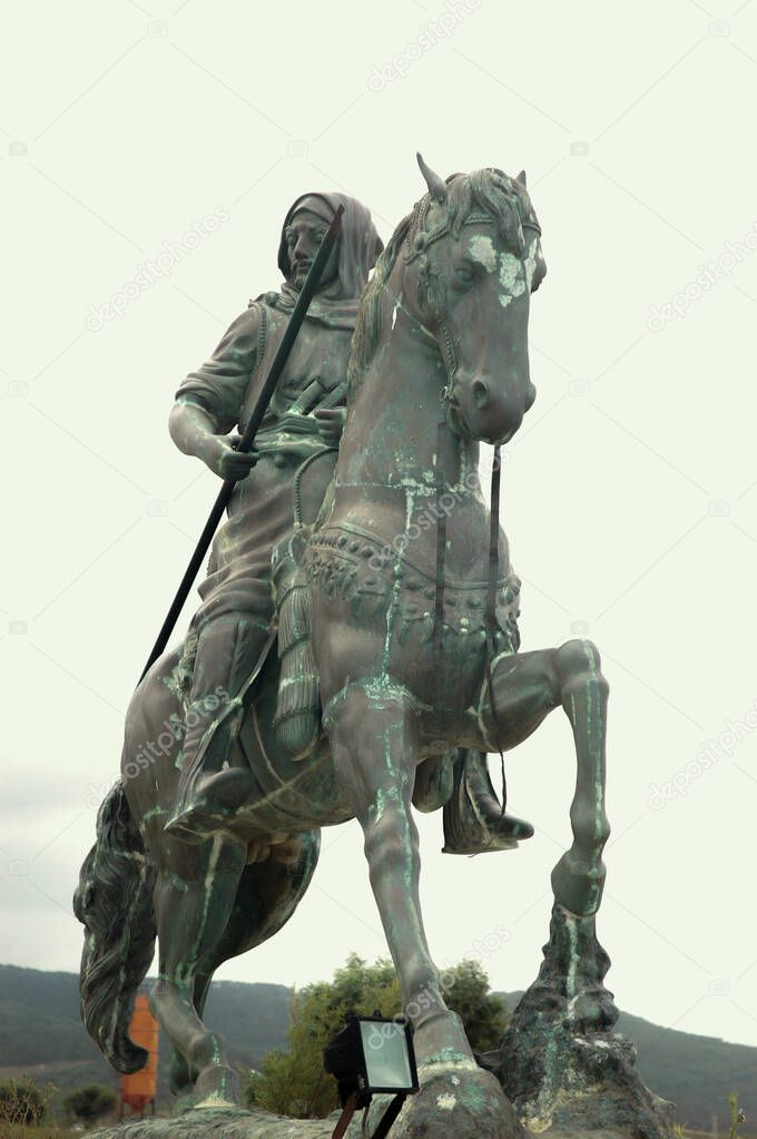 Tariq bin Ziyad statue. Algerian warrior. known in Spanish history and legend as Taric el Tuerto 