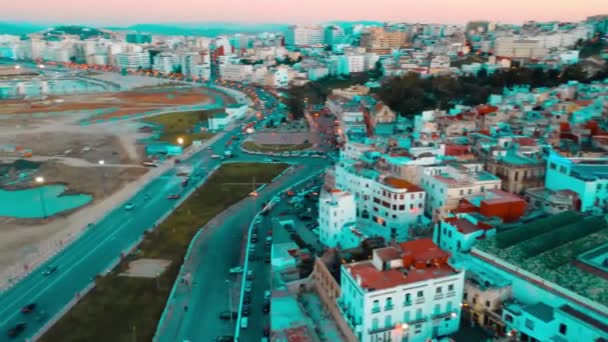 Maroko Widok Lotu Ptaka Miasto Tangier Panoramiczny Widok Miasto Tangier — Wideo stockowe