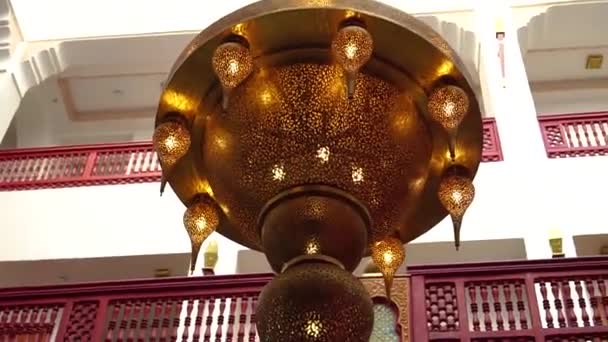 Marocký Styl Závěsné Lampy Mešitě Staré Fez Morocco — Stock video