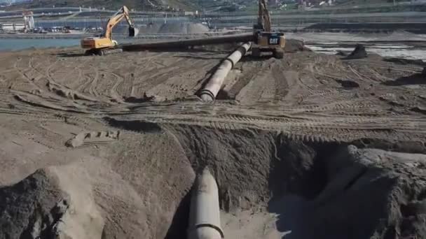 Flygbild Byggnadsarbetet Hamnen Tanger Med Belägen Vid Gibraltarsundet Norra Marocko — Stockvideo