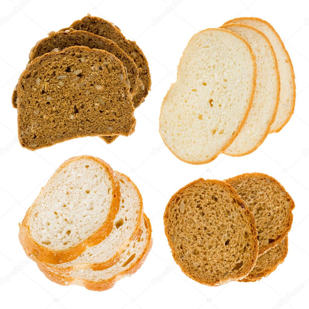 The cut slices of bread