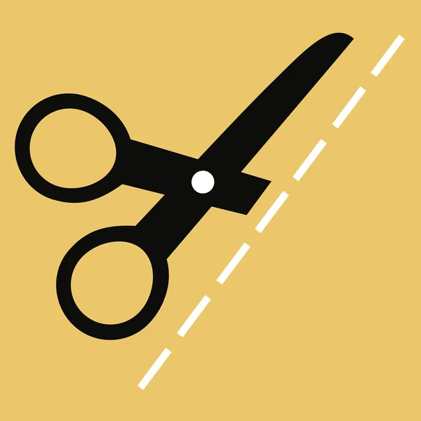 Flat vector illustration. The exact size.  Scissors cut cloth. — Stock Vector