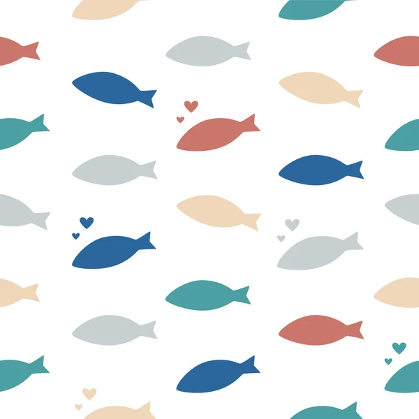 Shoal of fishes. Multicolored seamless vector pattern. — Stock Vector