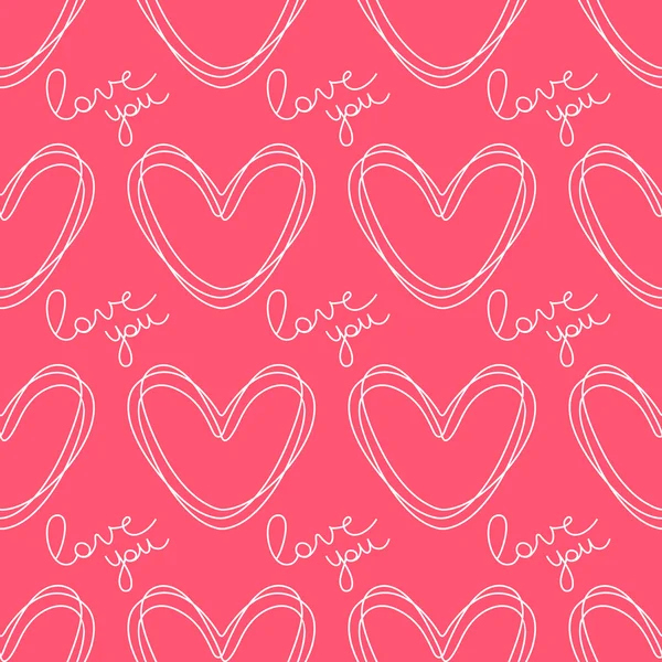 Circled the contour hearts. Romantic seamless vector pattern for Valentine's Day or wedding. Abstract texture can be used for greeting cards, wedding invitations or party Valentine's Day. — Stock Vector