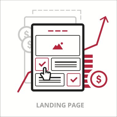 Business icons. Landing page. Flat vector illustration. Outlined IT icon for web site.