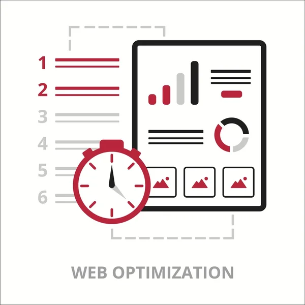 Iconos de negocios. Optimización web. Ilustración vectorial plana. Icono de TI esbozado para el sitio web . — Vector de stock