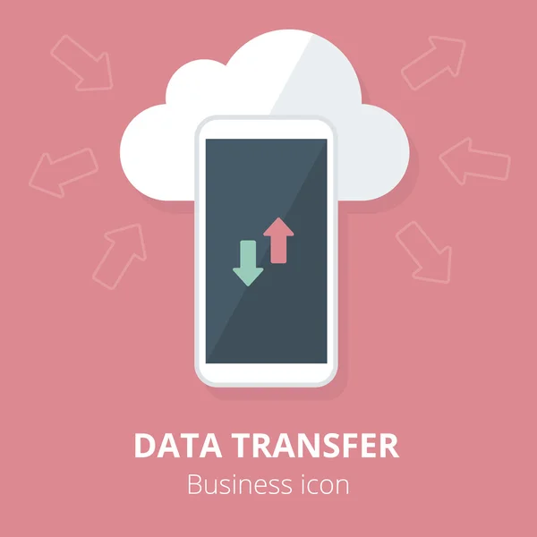 Business icon. Data transfer. Mobile. Flat vector illustration. — Stock Vector