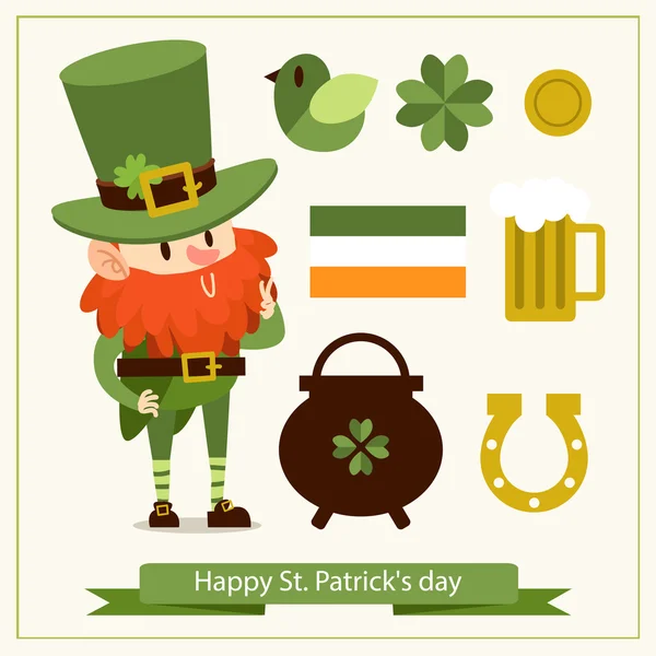 Día de San Patricio icono conjunto — Vector de stock