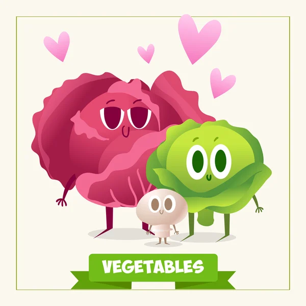 Conjunto de verduras lindas . — Vector de stock