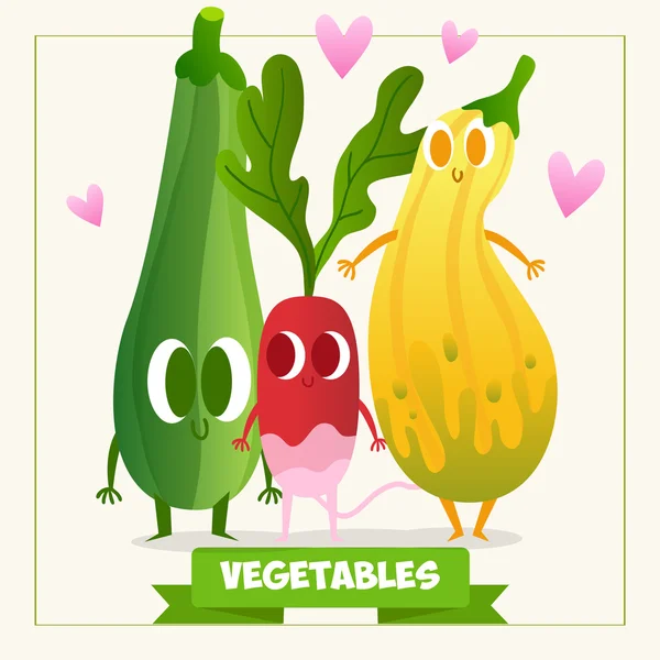 Set of cute vegetables — Stock Vector