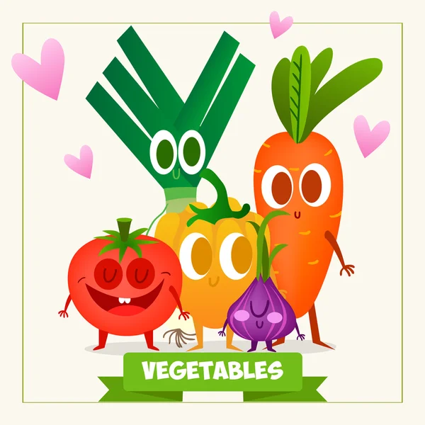 Set of cute vegetables — Stock Vector