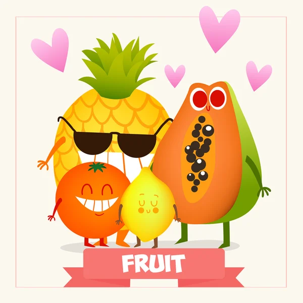 A set of cute fruit — Stock Vector