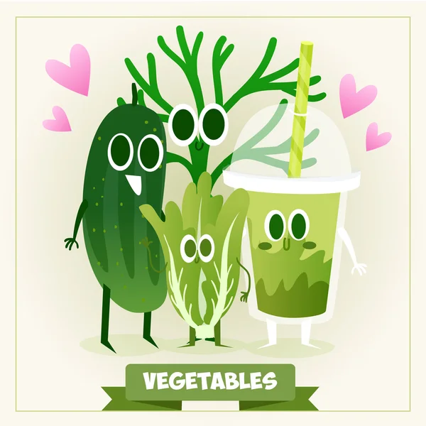 Smoothie med gröna grönsaker. — Stock vektor