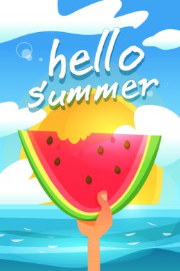 Yaz tatil arka plan ile karpuz 