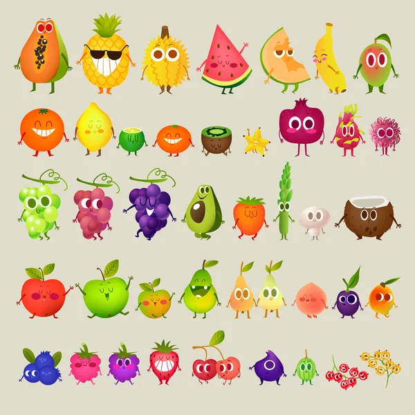 Iconos de frutas frescas — Vector de stock
